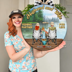Husband And Wife, Couple Gift, Personalized Wooden Sign, Fishing Couple Wood Sign - Wood Sign - GoDuckee