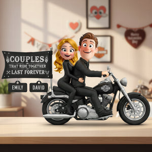 Biker Couple Acrylic Plaque - Personalized Gifts For Couples 05kiqn151225 - Shaped Plaques - GoDuckee