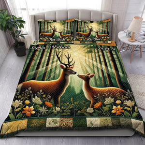 Personalized Gifts For Couple Quilt Bed Set, Romantic Deer Couple 03qhdt241224 - Blanket - GoDuckee