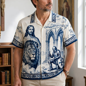 Faithful Knight Toile de Jouy Hawaiian Shirt - Personalized Gifts For Christian 02HULU170626 - Hawaiian Shirts - GoDuckee