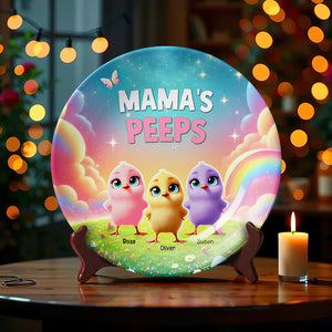 Personalized Gifts For Mom Round Plate, Easter Day Chick Peeps 021TGMH180325 - Ceramic Round Plate - GoDuckee
