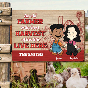 Personalized Gifts For Farmer Couple Wood Sign, Walking Hand In Hand On The Farm 01QHMH130125HG - Wood Sign - GoDuckee