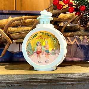 I Want To Grow Old With You, Couple Gift, Personalized Light Ornament, Old Couple Ornament, Christmas Gift - Ornament - GoDuckee