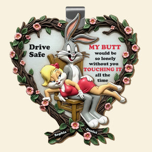 Naughty Rabbit Couple Car Visor Clip Personalized Gifts For Couple 03qhdt290525 - Car Visor Clip - GoDuckee