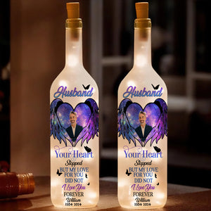 Personalized Memorial Gift For Heavenly Husband Bottle Lamp Custom Photo 02XQLU220225 - Bottle Lamp - GoDuckee