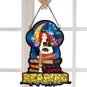 Personalized Gifts For Book Lovers Acrylic Suncatcher Reading Happiness 03XQLU041224PA - Ornament - GoDuckee