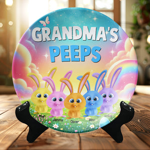 Personalized Gifts For Grandma Round Plate, Bunny Peeps 03TGMH140325 - Ceramic Round Plate - GoDuckee
