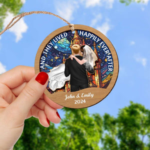 And They Lived Happily Ever After, Couple Gift, Personalized Ornament, Couple Suncatcher Ornament - Ornament - GoDuckee