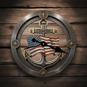 Nautical Anchor Acrylic Clock Personalized Gifts For Veteran 03KIDT231225 - Hanging Wall Clock - GoDuckee