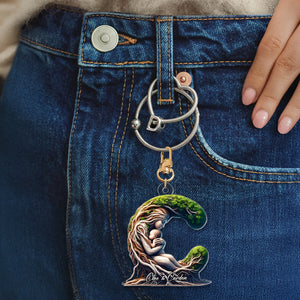Personalized Gift For Mom Alphabet Keychain, Mom Tree Hugging Kid Custom Initial Letter 01qhmh280225 - Keychains - GoDuckee