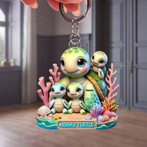 Personalized Gifts For Mom Keychain Mommy Turtle 01qhtn180425 - Keychains - GoDuckee