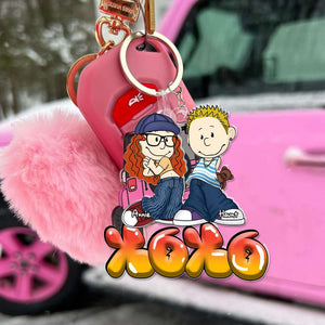 Personalized Gifts For Couples Keychain Y2K Style Cartoon Couple 04XQLU040125HG - Keychains - GoDuckee