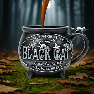 Black Cat Brewing Co Cauldron Mug - Personalized Gift For Cat & Witch Lovers 03QHLU200825 - Cauldron Mug - GoDuckee