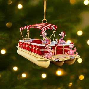 Flamingo Pontoon Christmas Acrylic Ornament Personalized Gifts For Family 02ohtn180825 - Ornament - GoDuckee