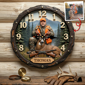 Best Hunting Acrylic Wall Clock Personalized Gifts For Hunters 01HUTN250326 - Hanging Wall Clock - GoDuckee