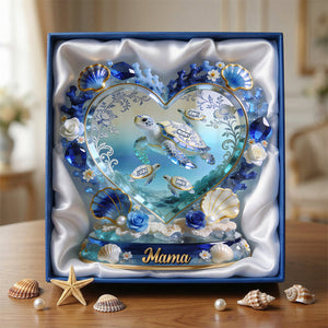 Turtle Mom Toile De Jouy Acrylic Plaque - Personalized Gifts For Mother 04pgtn090426 - Shaped Plaques - GoDuckee