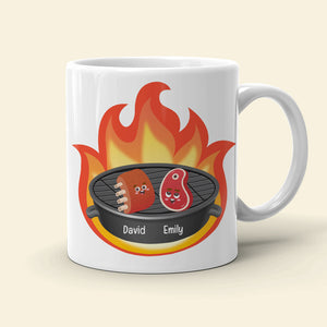 Couple BBQ Hey Barbe-Cutie You Fire Me Up, Personalized Coffee Mug, Funny Couple BBQ Party, Gift For Her/Him - Coffee Mug - GoDuckee
