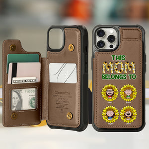 Personalized Leather Flip Wallet Phone Case For Mom, Adorable Sunflower Kids 02XQLU190225HH - Phone Case - GoDuckee