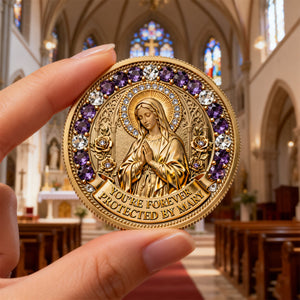 Protected By Mary - Personalized Gifts For Christian Printed Metal Coin 03NATN270226 - Coin - GoDuckee