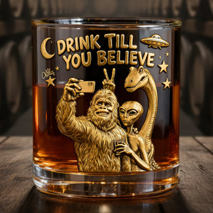 Fun Forest Giant & Friends Selfie Glass - Personalized Gifts For Drinking Lovers & Cryptid Creatures Enthusiasts 02QHLU011225 - Glass - GoDuckee