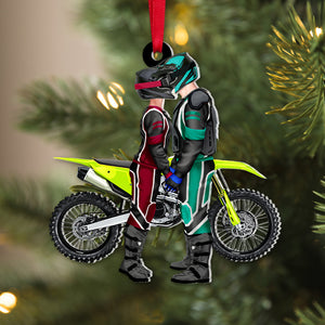Motocross Couple Personalized Custom Shape Ornament, Christmas Gift For Motocross Rider PW17-AONMT-01QHTN061023PA - Ornament - GoDuckee