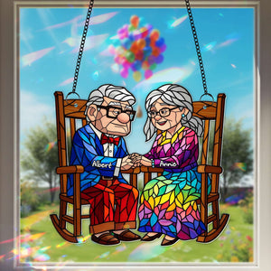 Old Couple On the Porch Suncatcher - Personalized Gifts For Couples 01TOLU190725 - Ornament - GoDuckee