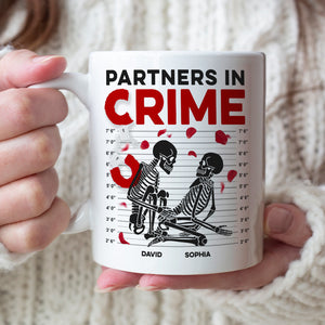 Partners In Crime-Gift For Couple-Personalized Wine Tumbler-Skull Funny Couple Wine Tumbler - Coffee Mug - GoDuckee