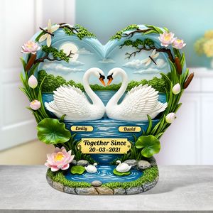 Swan Couple Acrylic Plaque - Personalized Gifts For Couple 03tgpu130625 - Shaped Plaques - GoDuckee