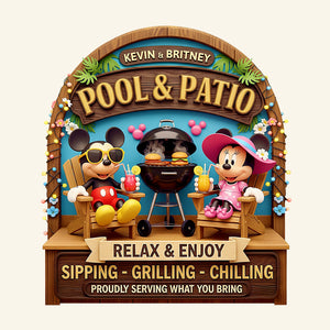 Relaxing Couple By The Patio Pool Wood Sign - Personalized Gifts For Couples 01NADT060625 - Wood Sign - GoDuckee