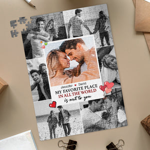 Personlized Gift For Couple Jigsaw Puzzle My Favorite Place In All The World - Wood Sign - GoDuckee