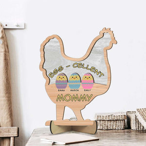 Personalized Gifts For Mom Wood Sign Egg-Cellent Mommy - Wood Signs - GoDuckee