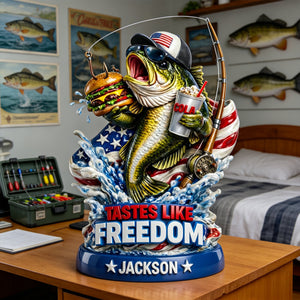 American Freedom Fishing Acrylic Plaque - Personalized Gifts For Fishing Lovers 02tytn130326 - Shaped Plaques - GoDuckee