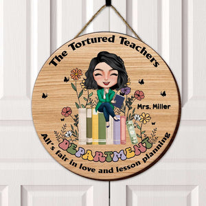 Personalized Gifts For Teacher Wood Sign, Teacher With Stack Books 01NAMH100724HH - Wood Sign - GoDuckee