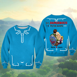 It's Dangerous To Go Alone, Couple Gift, Personalized 3D AOP shirt, Gamer Couple Hugging Shirt 01HUPO210723HH - AOP Products - GoDuckee