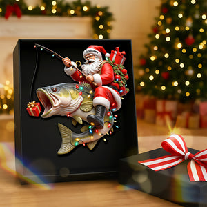 Badass Fishing Santa Acrylic Ornament, Personalized Gifts For Fishing Lovers 02qhqn311025 - Ornament - GoDuckee