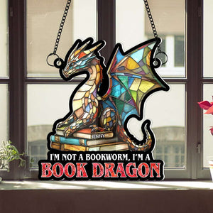 Personalized Gifts For Book Lover Suncatcher Ornament Dragon Reading Book 032XQMH060125 - Ornament - GoDuckee