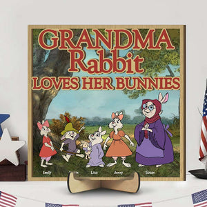 Personalized Gifts For Grandma Wood Sign Grandma Rabbit Loves Her Bunnies 01HTHN020224 - Wood Signs - GoDuckee
