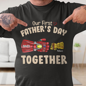 Our First Father's Day Together, Personalized Shirt, Dad And Kids' Fist Bump, Father's Day Gift, Birthday Gift For Dad06qhqn250523ha - Shirts - GoDuckee