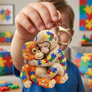 Autism Monkey Punch Keychain - Personalized Gift For Autism Mom 05naqn140326 - Keychains - GoDuckee