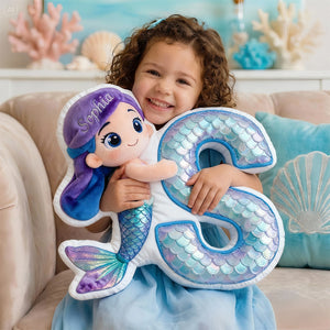 Mermaid Alphabet Pillow Personalized Gifts For Kids 03TGDT151225 - Pillow - GoDuckee