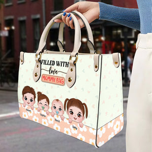 Filled With Love Mommy Bag-Personalized Leather Bag- Gift For Mom- Mom Leather Bag - Leather Bag - GoDuckee