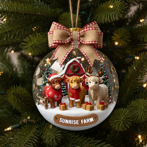 Rustic Highland Cow Farm Ornament - Personalized Gifts For Highland Cow Lovers 05HYLU291025 - Ornament - GoDuckee