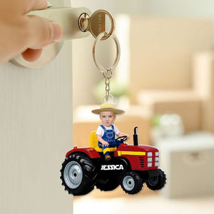 Customized Photo Gifts For Kid Acrylic Keychain Riding Tractor 03XQLU111224 - Keychains - GoDuckee