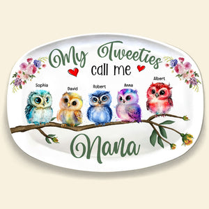Grandma Little Tweeties, Personalized Resin Plate, My Tweeties Call Me Nana, Birthday Gift For Grandma - Resin Plate - GoDuckee