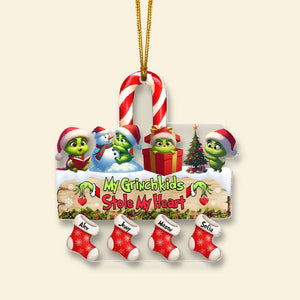 Personalized Gift For Grandma Christmas Ornament Green Monster Kids 01KAMH261124 - Ornament - GoDuckee