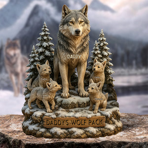 Wolf Dad Plaque - Personalized Gifts For Dad 01xqqn160425 - Shaped Plaques - GoDuckee