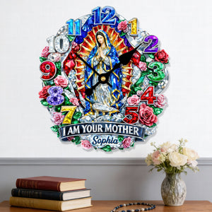 Our Lady of Guadalupe Acrylic Clock - Personalized Gifts For Christian 02huqn231225 - Hanging Wall Clock - GoDuckee