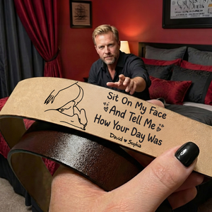 Naughty Couple Secret Message Men's Belt - Personalized Gifts For Him 02hulu120226 - Belts - GoDuckee