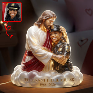 Custom Photo Police Hero Resting In Jesus Arm Light Box, Personalized Gifts For Police Officer, Captain, Sheriff, Detective,... 03QHQN100426 - Light Box - GoDuckee