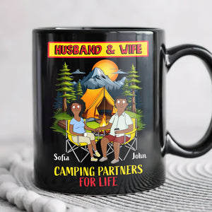 Personalized Gifts For Camping Couple Coffee Mug 03xqmh100225pa Husband And Wife - Camping Partners For Life - Coffee Mug - GoDuckee